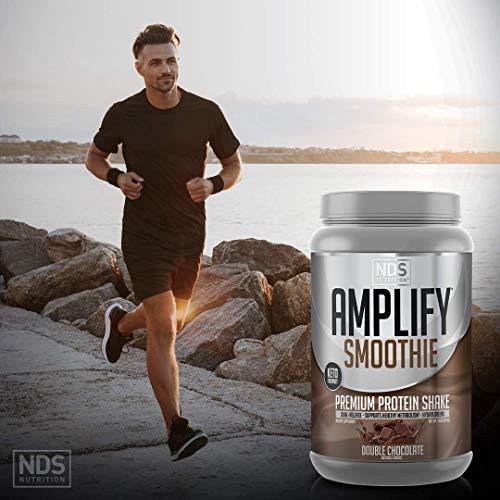 AMPLIFY AMPLIFY NDS Nutrition Smoothie Premium Whey Protein Powder Shake with Added Greens and Amino Acids - Build Lean Muscle, Gain Strength, Lasting Energy, and Lose Fat - Double Chocolate (30 Servings)
