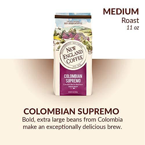 New England Coffee New England Coffee Colombian Supremo, Medium Roast Ground Coffee, 11 Ounce (1 Count) Bag