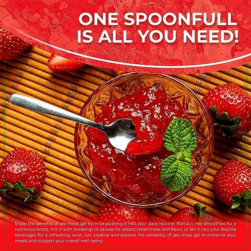 WELLNESS LABSRX Irish Sea Moss Gel Organic Raw - Wildcrafted Superfood Seamoss Gel - Strawberry Flavor, Vitamin and Mineral-Rich from Pristine Caribbean Waters, Immune and Digestive Health Support - 10 oz.