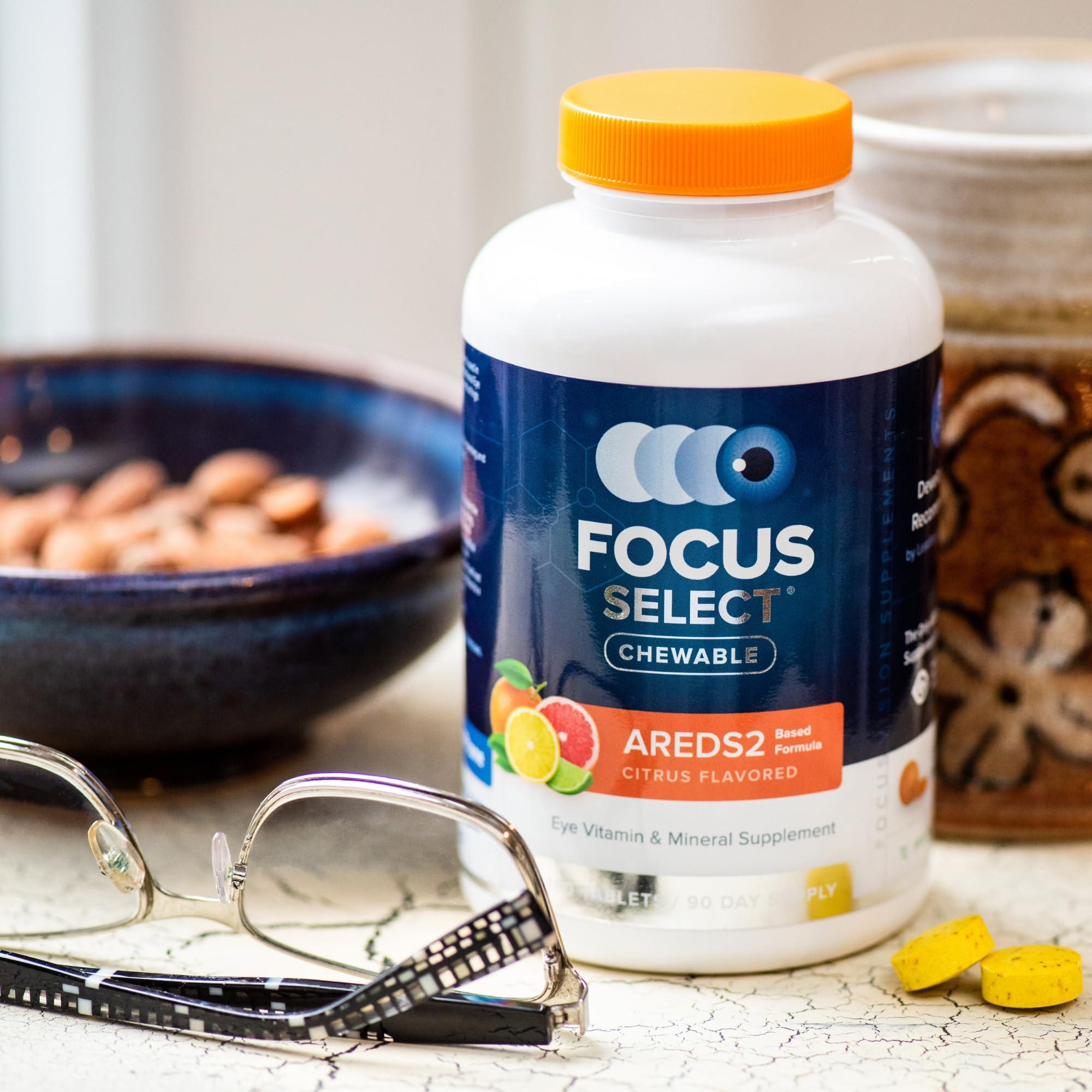 Focus Vision Supplements Focus Select® AREDS2 Based Chewable Eye Vitamin-Mineral Supplement - AREDS2 Based Supplement for Eyes (180 ct. 90 Day Supply) Citrus Flavored AREDS2 Based Eye Chewable - AREDS2 Low Zinc Formula