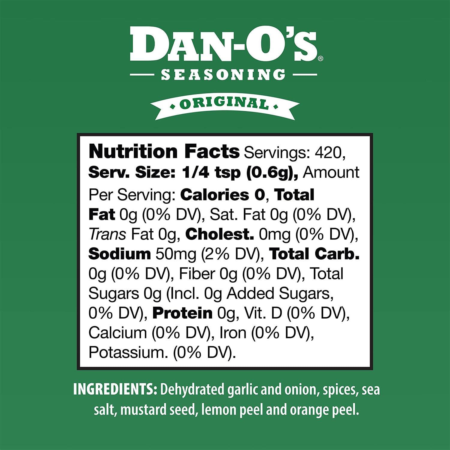 Dan-O\'s Dan-O\'s Original Seasoning - Great on Chicken, Meats, Veggies - All-Purpose, All-natural, Sugar Free, Zero Calorie, Savory Seasoning for Cooking Anything, marinade, rub, dips - Medium bottle (8.9 oz)