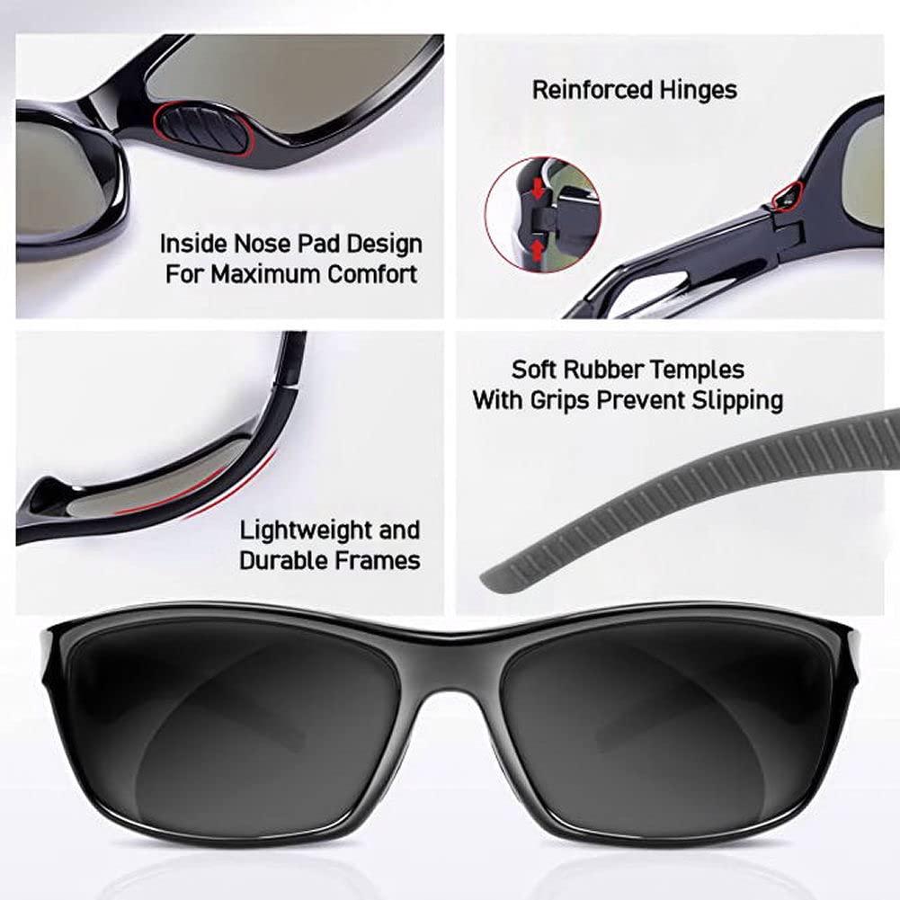 Mass Vision Mass Vision \'The Competitor\' 2 Pair of Lightweight Precision Sport Wrap Bifocal Sunglasses Featuring High Definition Lenses (Black/High Definition Amber, 2.5, x)