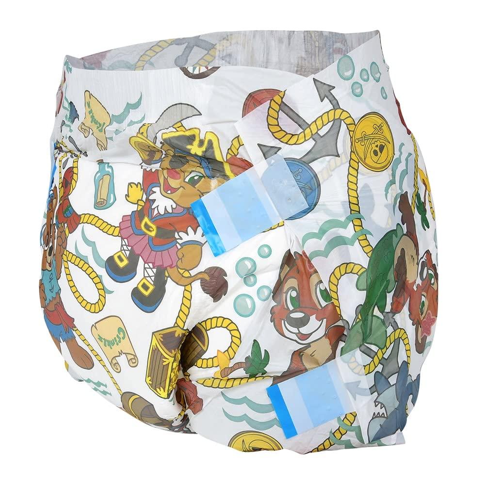 Crinklz Crinklz Tab-Style Briefs Adult Printed Diapers, Buccaneer, Medium, Case/60 (4/15s)