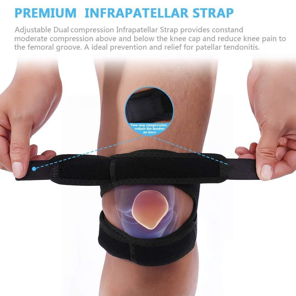 Yosoo Yosoo Patella Tendon Support Knee Strap, Adjustable Neoprene Infrapatellar Strap Band Brace for Knee Support Fits Running Basketball Outdoor Sports (L 15''-22'' Under Patella)