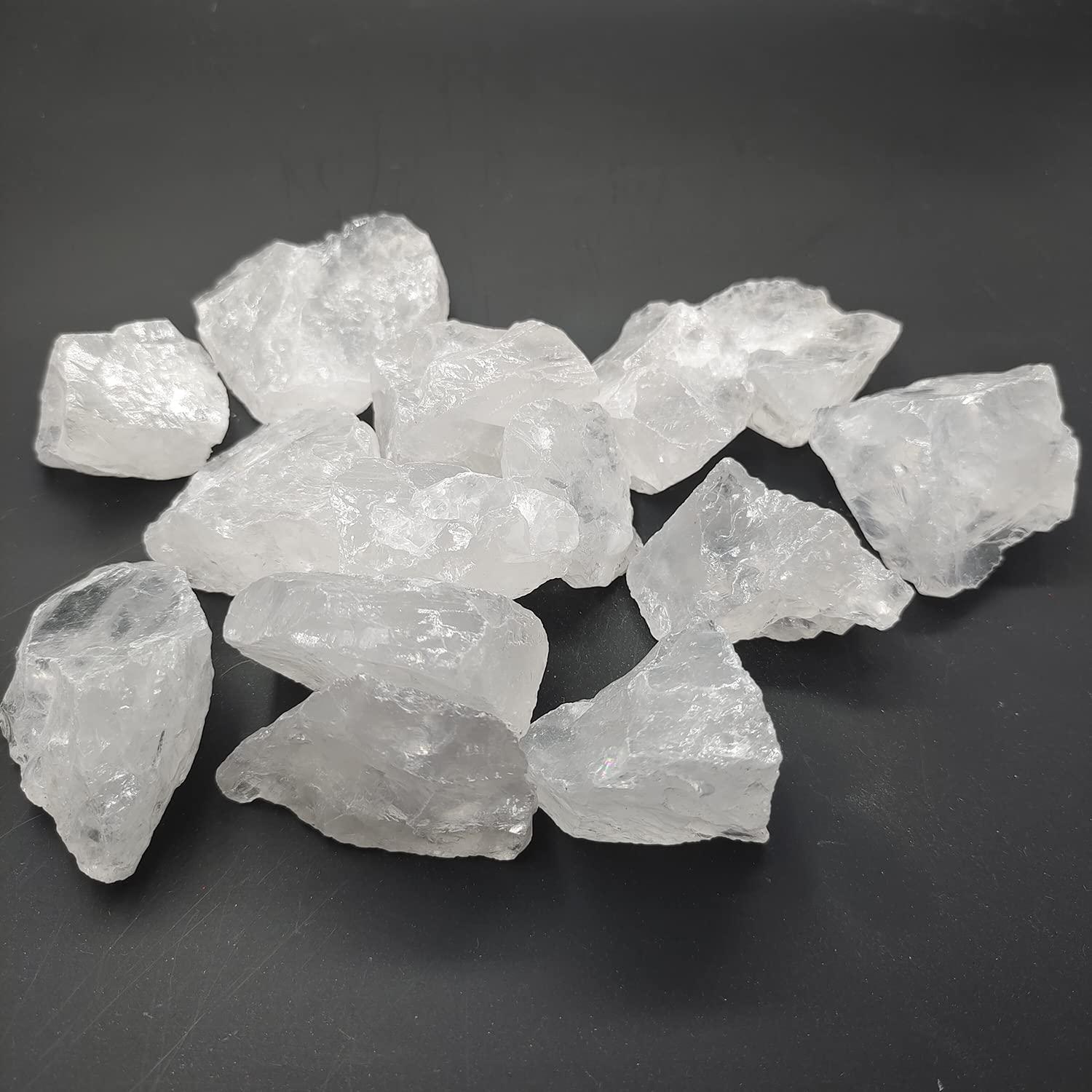 HaoChong HaoChong 250g White Quartz Rough Stones BulkNatural Raw Quartz Crystal Fountain Rocks for Cabbing,Tumbling,Polishing,Wrapping, Reiki,Aquarium Decoration,Healing Crystals(White)