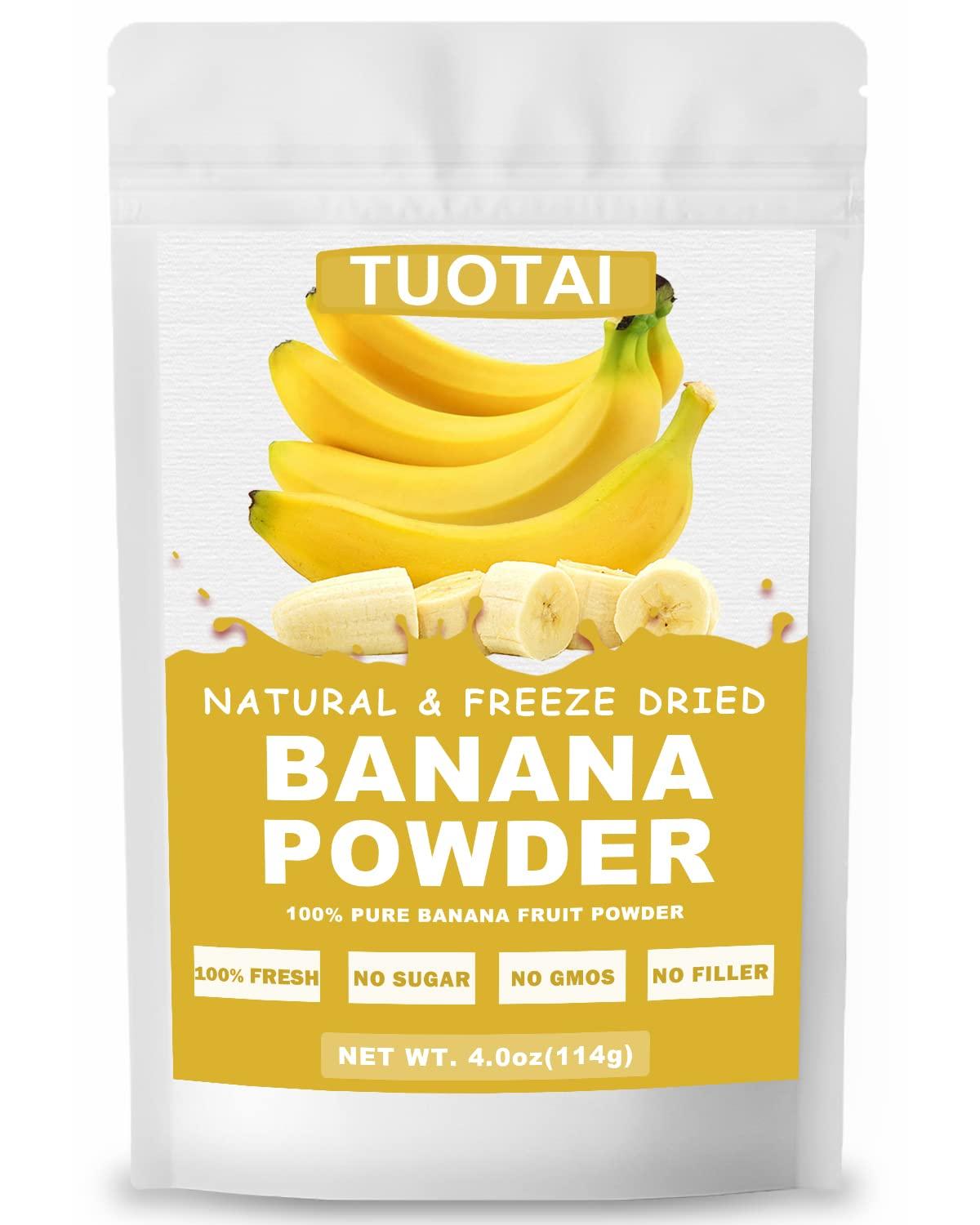 TUOTAI Nature Banana Fruit Powder,Freeze Dried Banana Powder, 4 Ounces, Banana Powder for Cake, Drinks and Baking Food