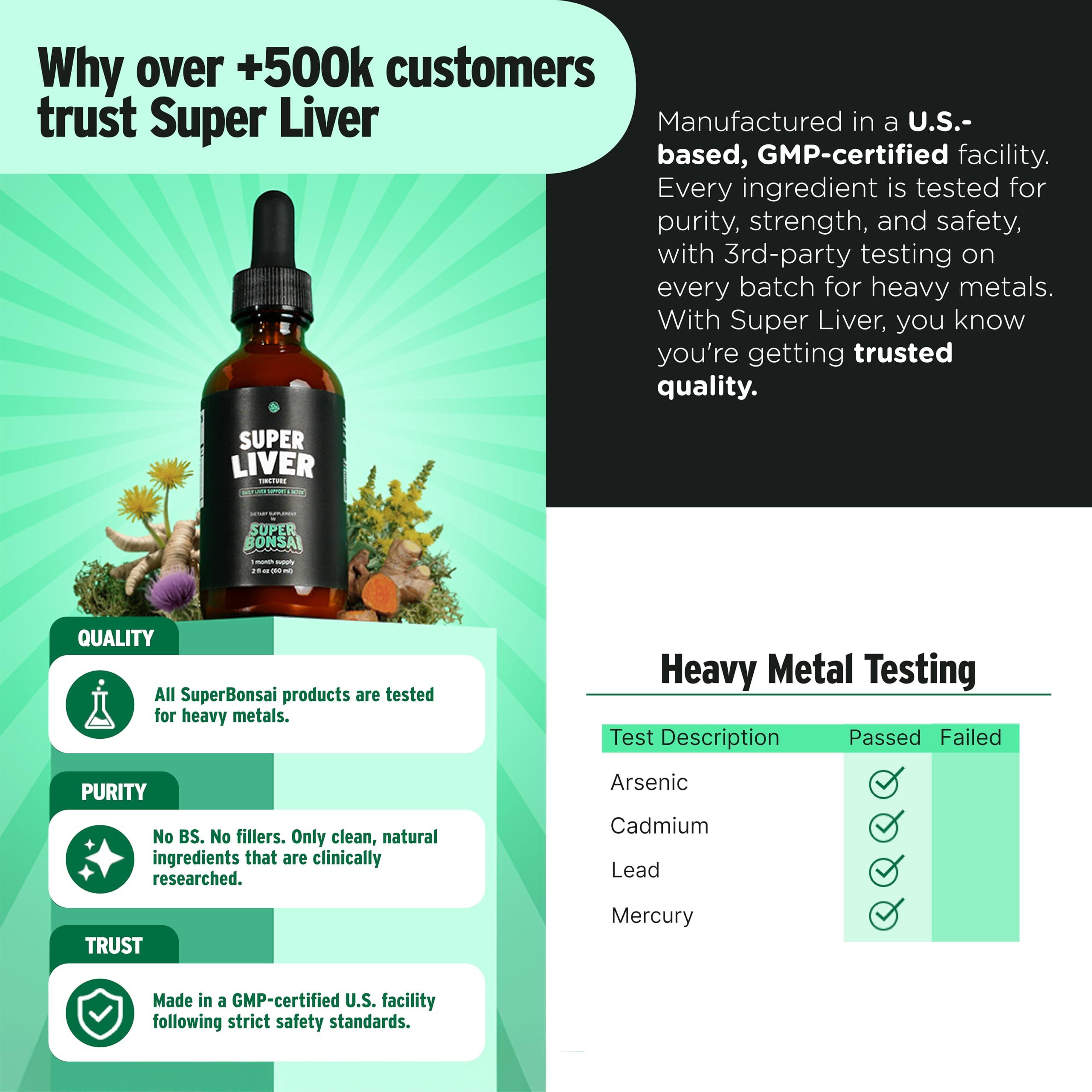 SUPERBONSAI SuperBonsai Super Liver Support with Milk Thistle - All Natural Liver Cleanse Detox & Repair Aid - Doctor-Formulated Liver Supplement - Liquid Herbal Supplements for Liver Health - 1 Month Supply