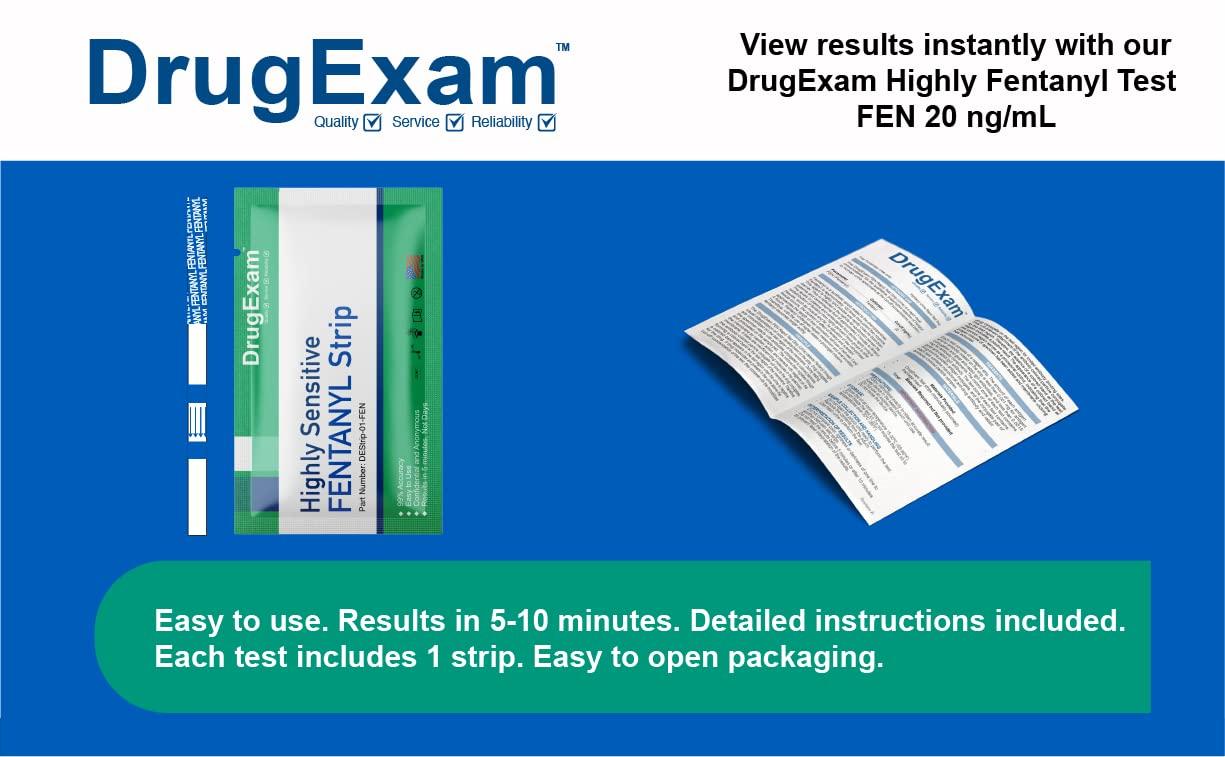 DrugExam 20 Pack - DrugExam Urine Drug Test Testing Strip. Testing for FYN 20 ng/mL. Highly Sensitive, Instant Results. Made in USA. (20)