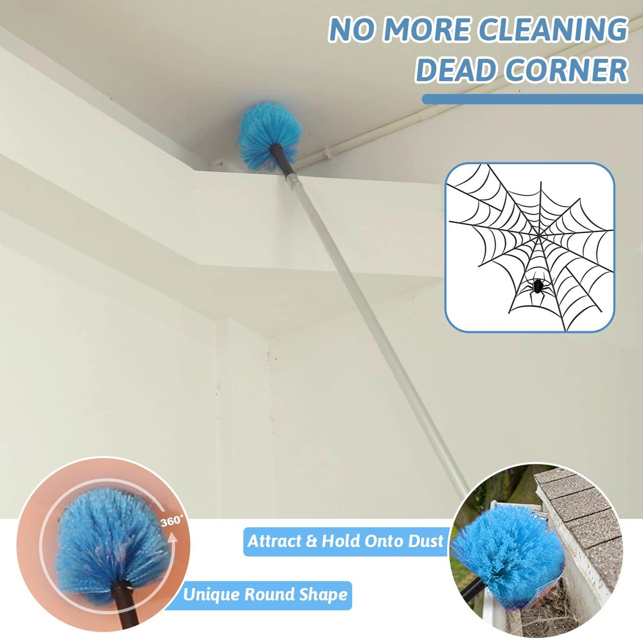 MAYKI 20 Foot Cobweb Duster with Extension Pole 2 PCS, Webster Cobweb Duster for High Ceilings/Corners, Spider Web Brush with Pole for Outdoor & Indoor Web Cleaning, Outdoor Cobweb Brush Kit by MAYKI
