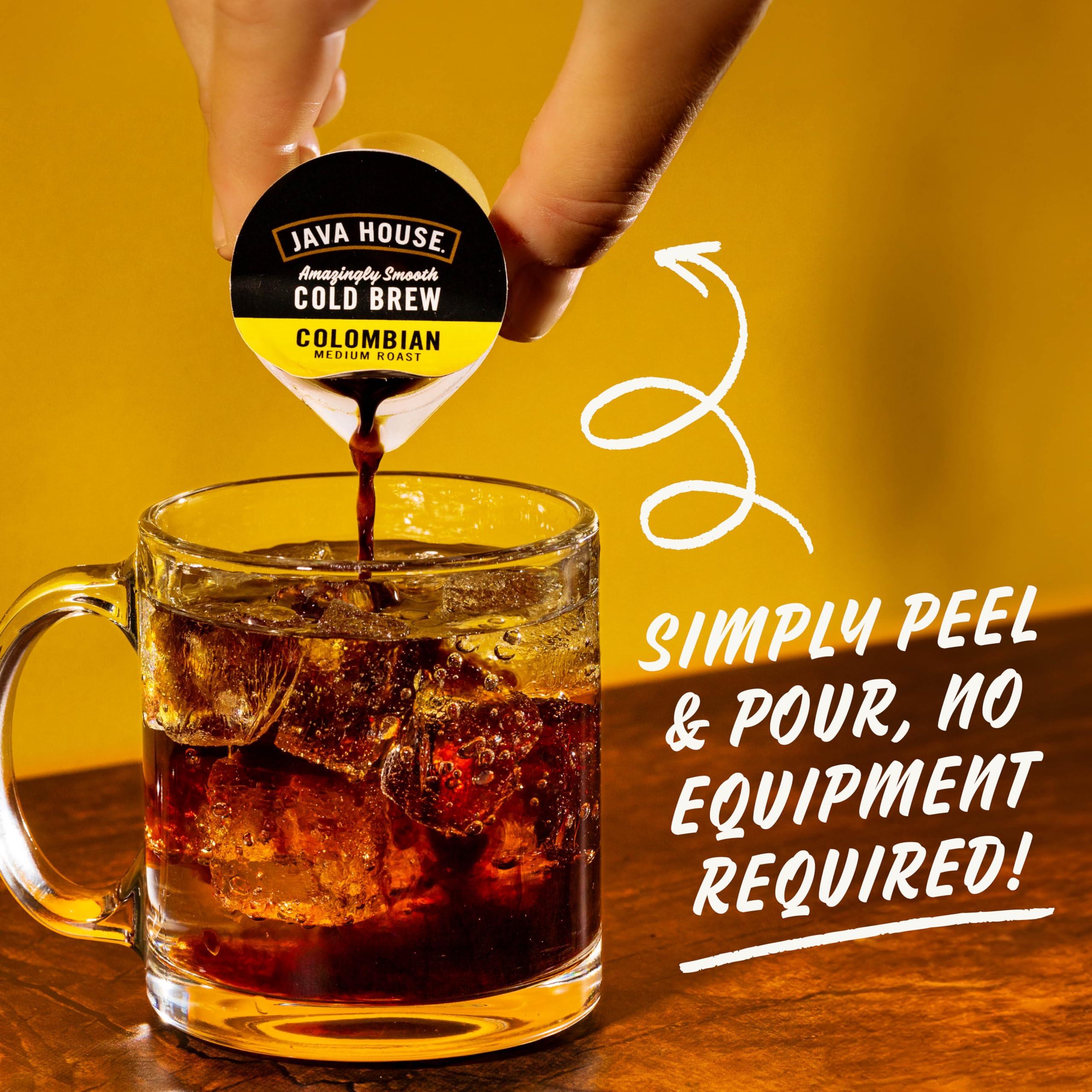 Java House JAVA HOUSE Medium Roast Colombian Cold Brew Pods, (48 Count) Peel and Pour Pods Hot or Iced Instant Coffee Concentrate