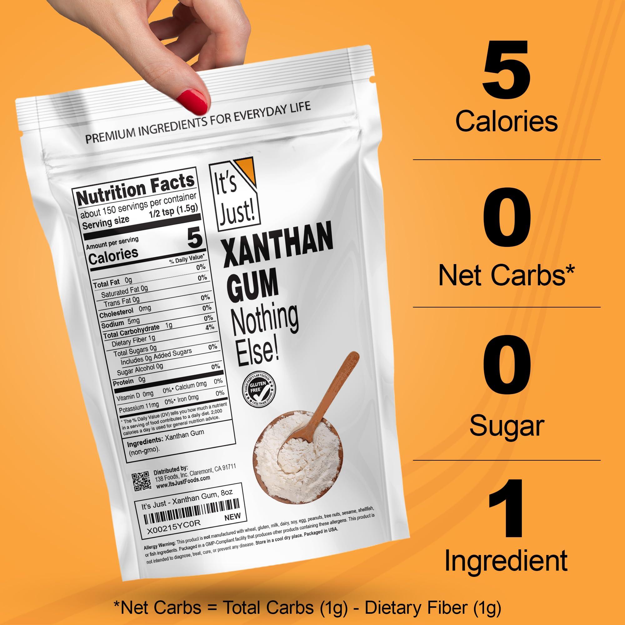 It's Just! It's Just - Xanthan Gum, 15oz, Keto Baking, Non-GMO, Thickener for Sauces, Soups, Dressings, Packaged in USA