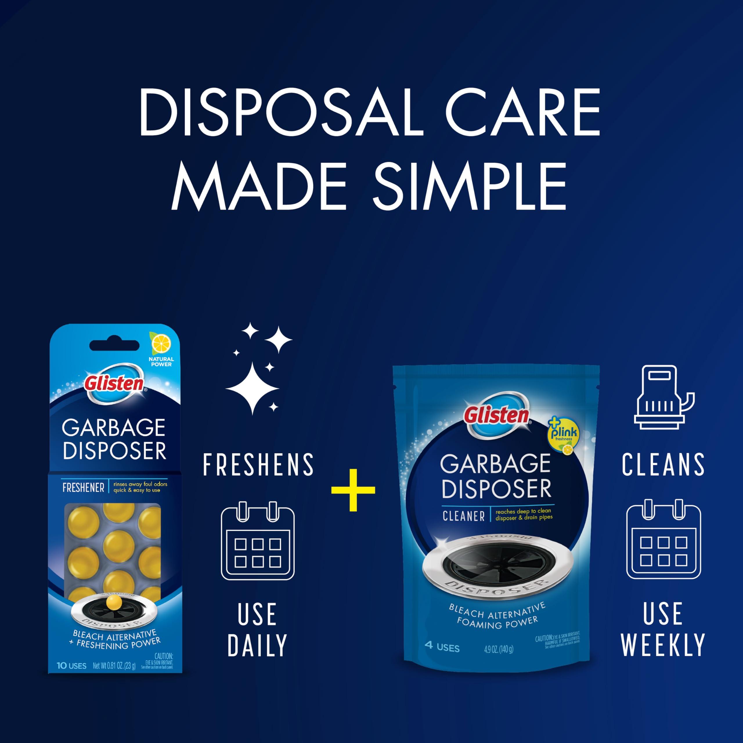 Glisten Glisten Garbage Disposer Cleaner and Freshener with Foaming Action, Helps Remove Buildup in Drains, Lemon Scent, 16 Packets