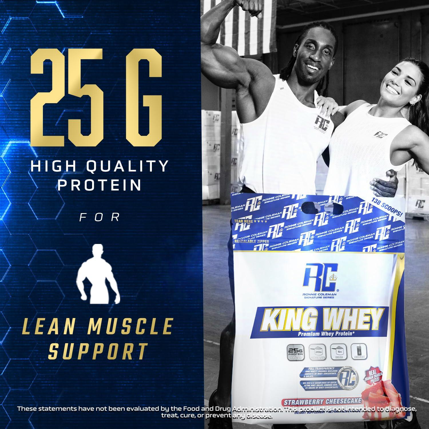 Ronnie Coleman Signature Series Ronnie Coleman Signature Series King Whey, Leading Whey Protein with Added Whey Isolate (10lb, Strawberry Cheesecake)