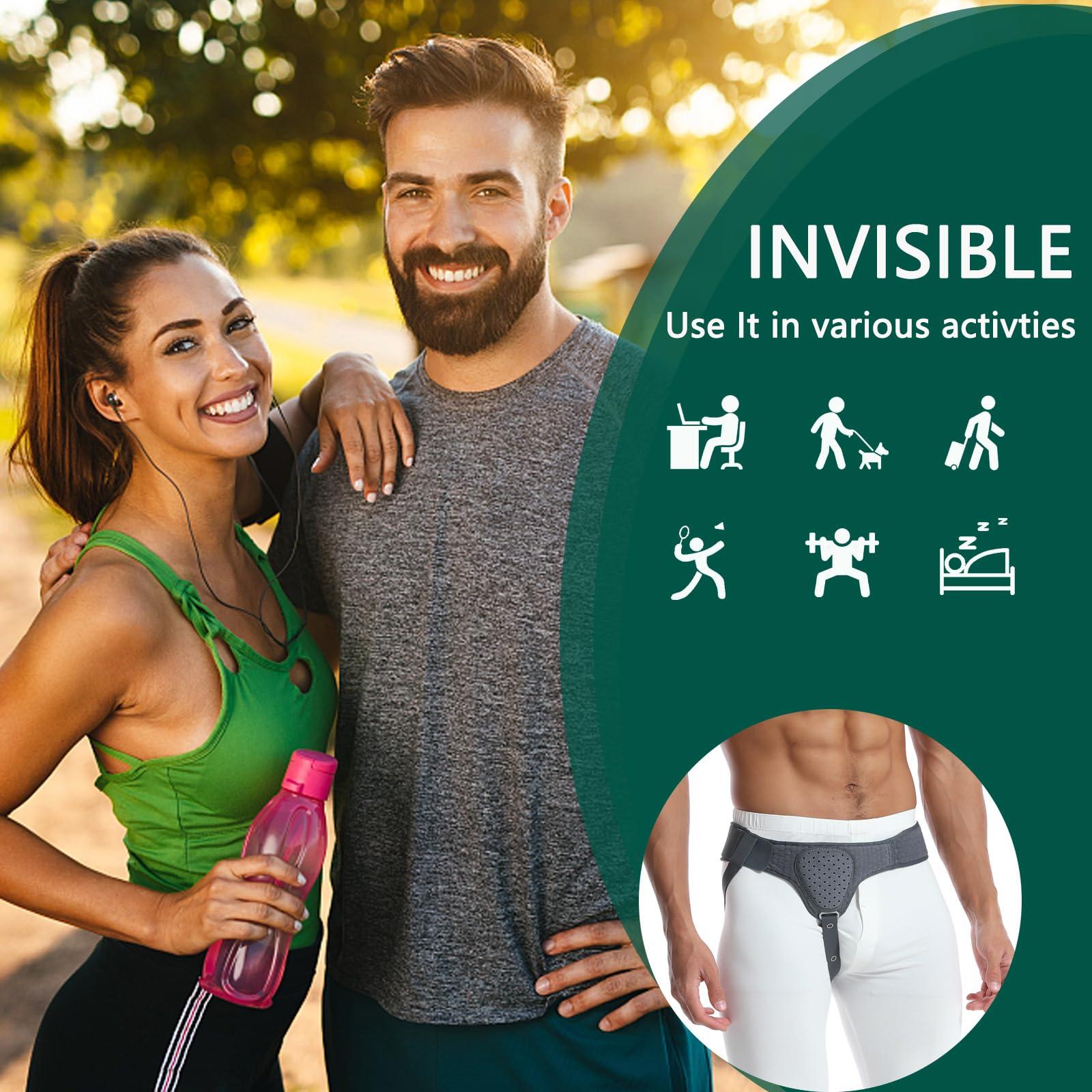 HEERTEEAJ Hernia Belt Truss for Men and Women Left or Right Side Supportive Groin Pain with Removable Compression Pads for Pre or Post-Surgical Scrotal, Femoral, Comfortable Adjustable Waist Strap Guard