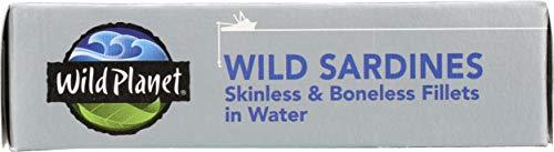 Wild Planet Wild Planet Wild Sardines in Water, Sea Salt, Skinless & Boneless, Tinned Fish, Sustainably Caught, Non-GMO, Kosher, Gluten Free, Keto and Paleo, 4.25 Ounce (Pack of 12)