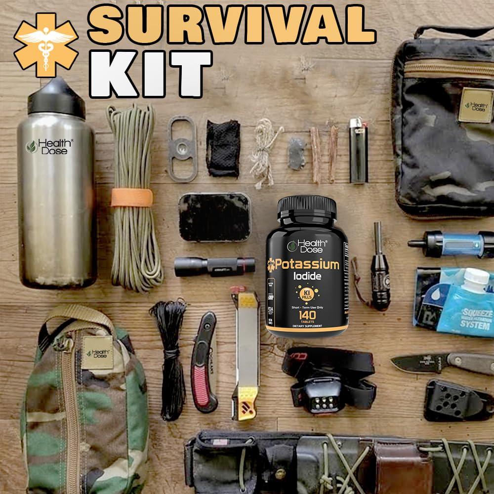 Health Dose Health Dose Potassium + Iodide (KI) Tablets 130mg 140 Tablets for Thyroid Support, Cellular Metabolism & Electrolyte Balance Non-GMO, Gluten-Free, GMP Certified, Pack of 2