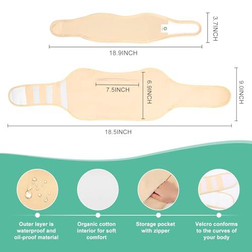 MRLI Castor Oil Pack Wrap, MRLI 5 Pack Castor Oil Pack for Liver Detox, Organic Cotton Flannel for Castor Oil Pack, Reusable Castor Oil Pack Kit for Thyroid Neck with Adjustable Elastic Strap