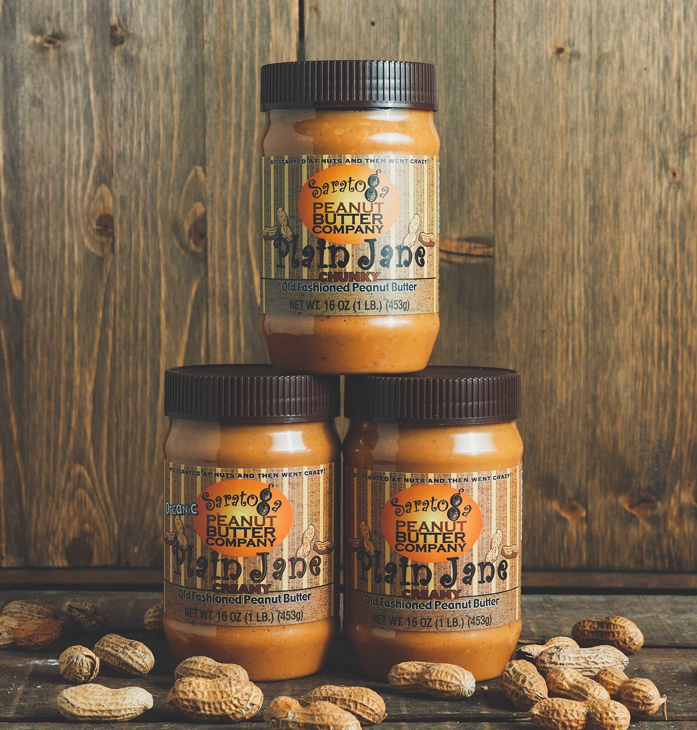 Saratoga Peanut Butter Company Saratoga Peanut Butter Company Plain Jane Creamy Peanut Butter, All Natural, 16 Ounce Jar, Vegan, Gluten Free, Low Sodium, No Oils or Sugars Added, Non GMO, Keto Friendly