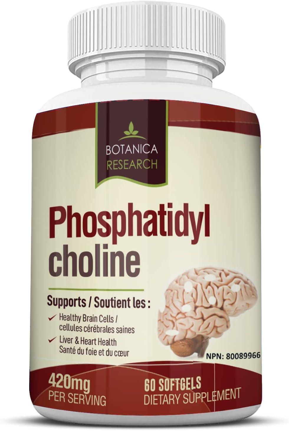Botanica Research PhosphatidylCholine Complex an All-Natural Nootropic Formula for Brain Health, Liver & Cognitive Support - 60 Phosphatidyl Choline Capsules by Botanica Research