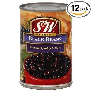 S&W Manufacturing S&W Black Beans, 15-Ounce (Pack of 12)