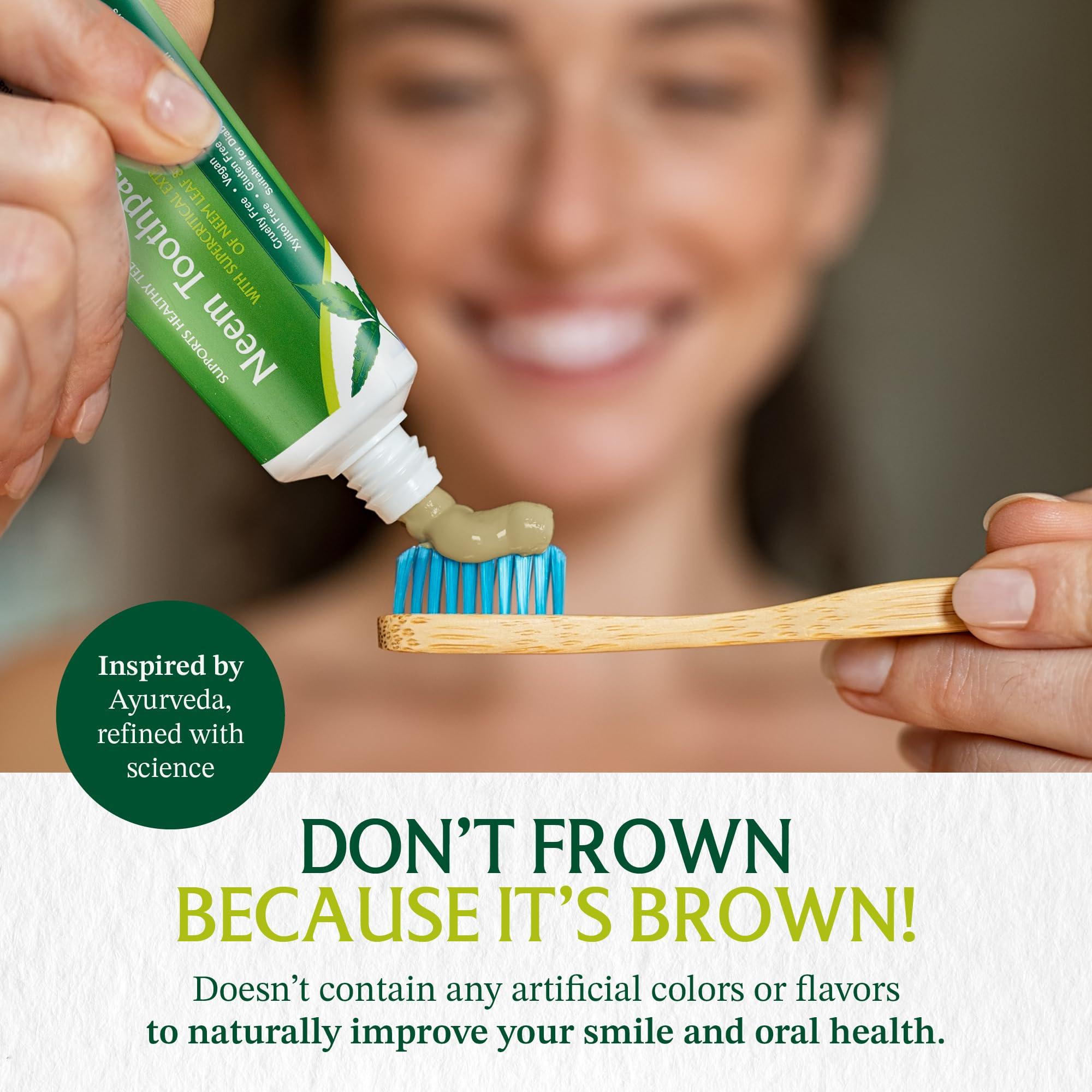 Neem Tree Farms Neem Toothpaste - Fluoride Free Toothpaste Adult, Children & Diabetic Friendly - 100% Vegan Natural Toothpaste Fluoride Free, Gluten Free, No Artificial Ingredients - with Clove & Stevia (2 pk)