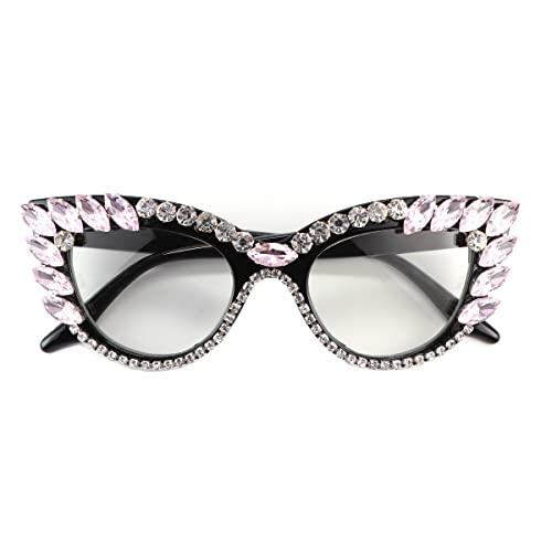 Melrose Melrose Blue light blocking reading glasses, ladies computer goggles, personality avant-garde decorative glasses (2PCS white+pink, 4)