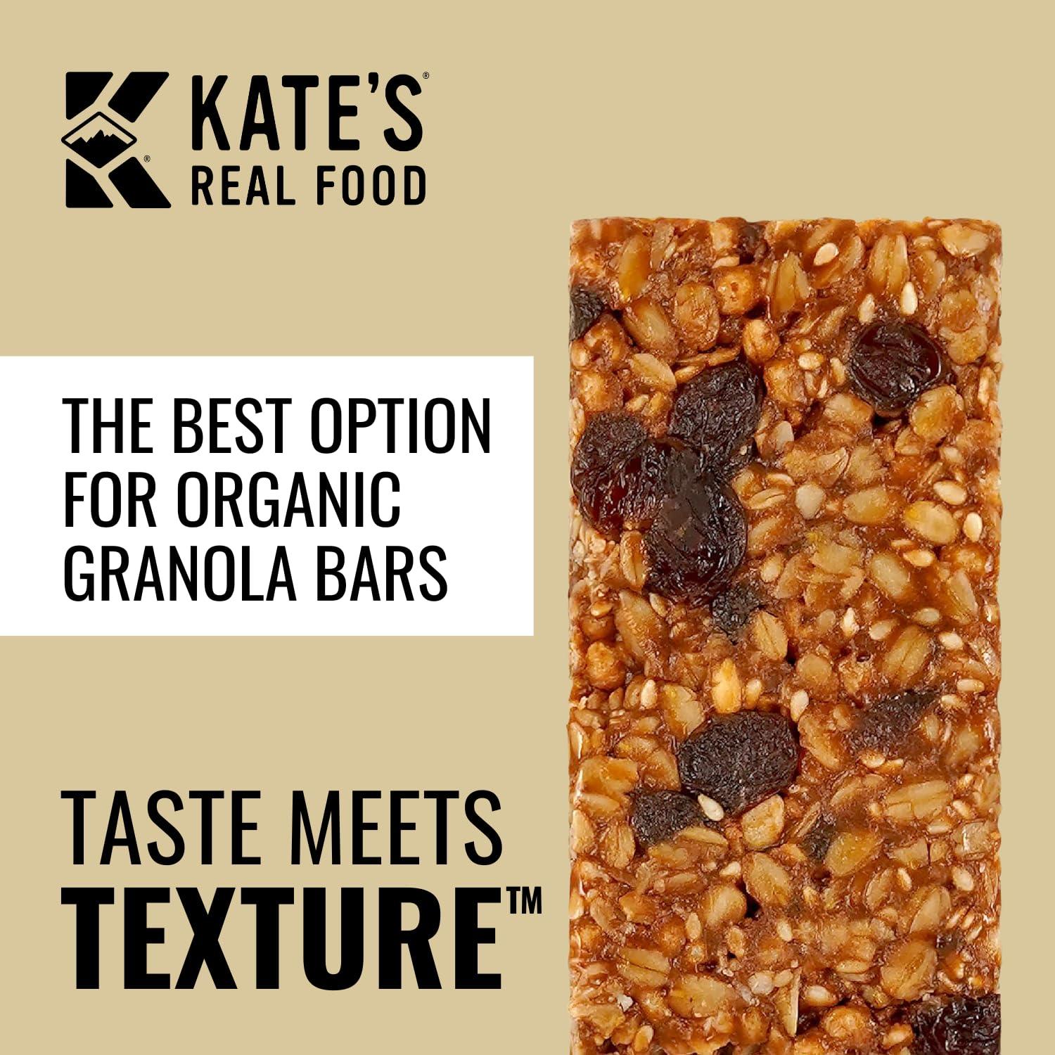 Kate's Kates Real Food Organic Granola Bars - Peanut Butter Milk Chocolate (2.2 oz, Pack of 12) - Organic Energy Bars Made with Gluten Free Oats - Non GMO, Soy Free, Whole Grains, and All Natural - Healthy Snacks