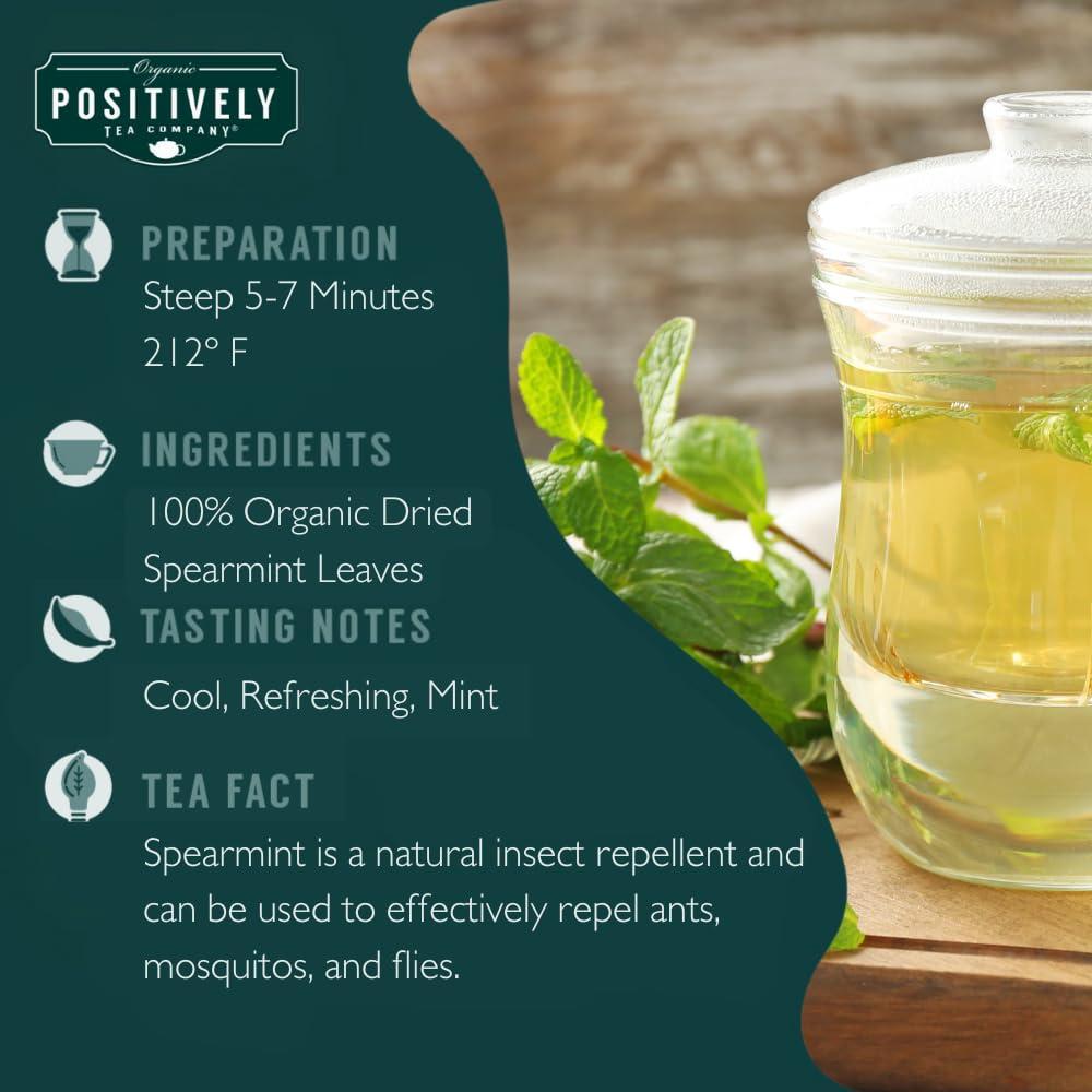 Organic Positively Tea Company Organic Positively Tea Company, Spearmint Leaf Herbal Tea, Loose Leaf, 4 Ounce