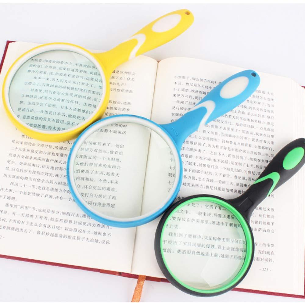 LUSTAR LUSTAR HD Magnifying Glass with Rubber Handle Portable Handheld Reading Magnifier for Elderly and Students Reading Yellow-90mm