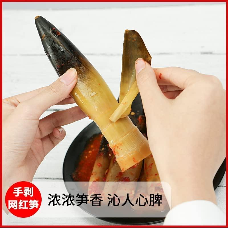 ZAOIAN Hand peeled bamboo shoots 230g/packPickled pepper Crispy Bamboo shoots,spicy chinese snack,fresh mountain pepper bamboo shoots, spicy strips snacks (Original flavor,3 pack)