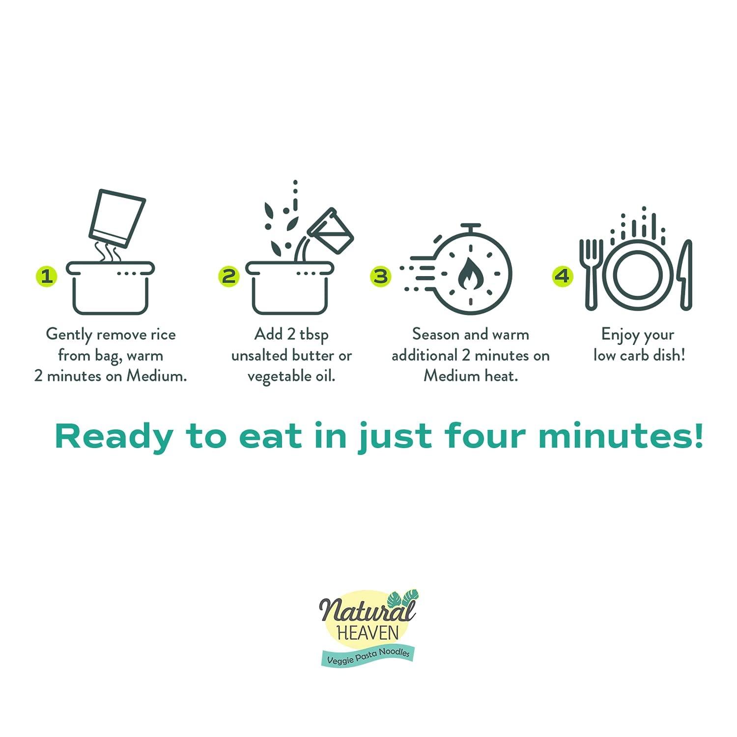 Natural Heaven Natural Heaven Rice, Hearts of Palm White Rice, Gluten Free, Vegan, Low Carb Rice for a Keto Snack or Healthy Food Meal, 9 Oz