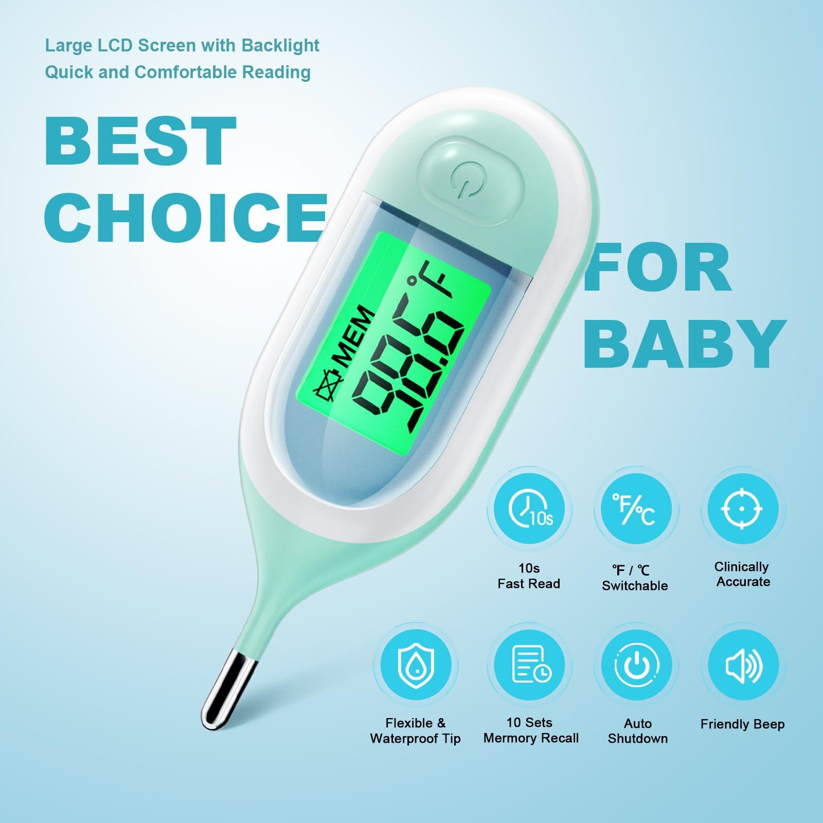 VESOGY Baby Thermometer for Digital Rectal - Fast Accurate Infant Thermometer with Fever Alarm, LCD Display and Memory Function