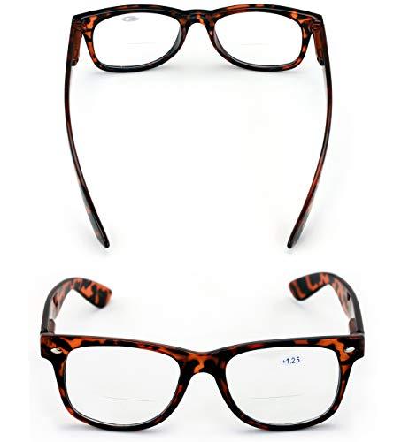 V.W.E. 2 Pairs of Comfortable Classic Retro Reading Glasses - Bifocals - Spring Hinge (2 Tortoise, 3.00)