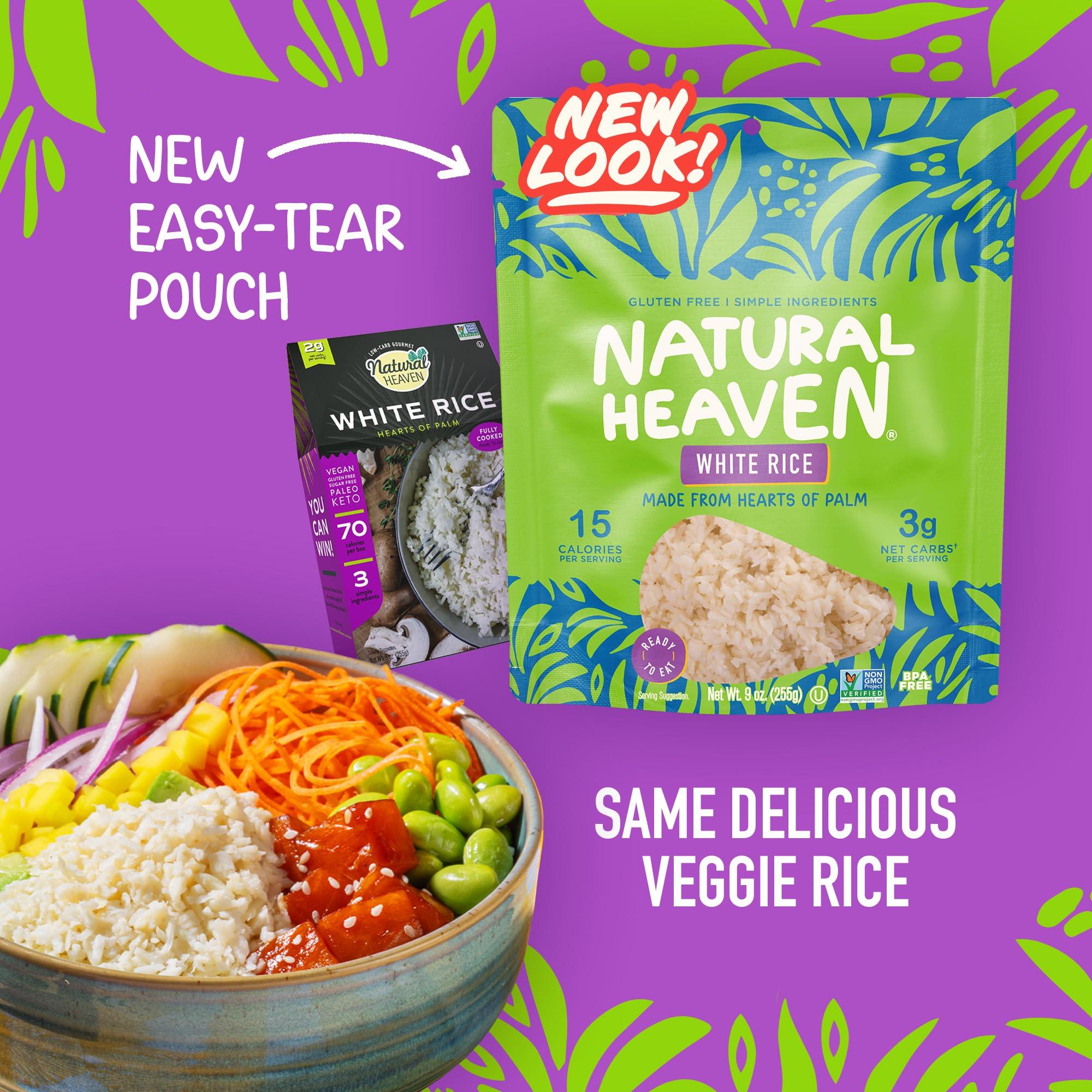 Natural Heaven Natural Heaven Rice, Hearts of Palm White Rice, Gluten Free, Vegan, Low Carb Rice for a Keto Snack or Healthy Food Meal, 9 Oz