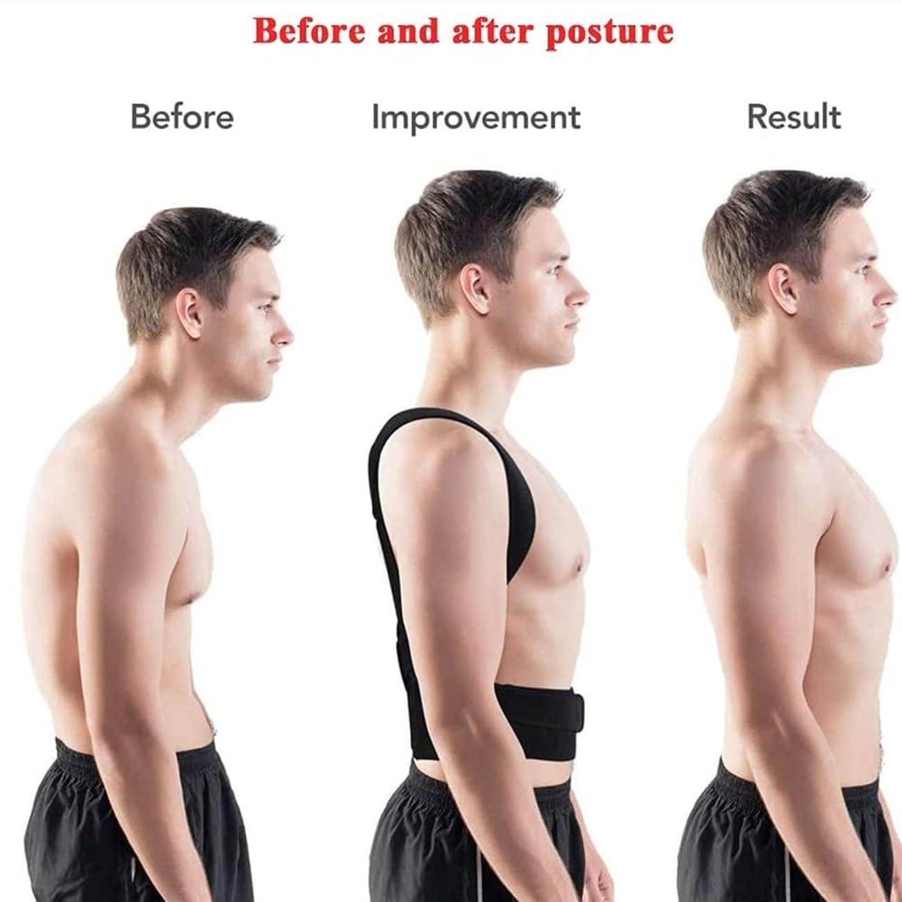 PROHEL Posture Corrector for Women & Men, Plus Size Back Straightener, Adjustable Breathable Back Support Brace Improves Posture for Shoulder & Back Support, Providing Back Shoulder Pain Relief, Black (Small)