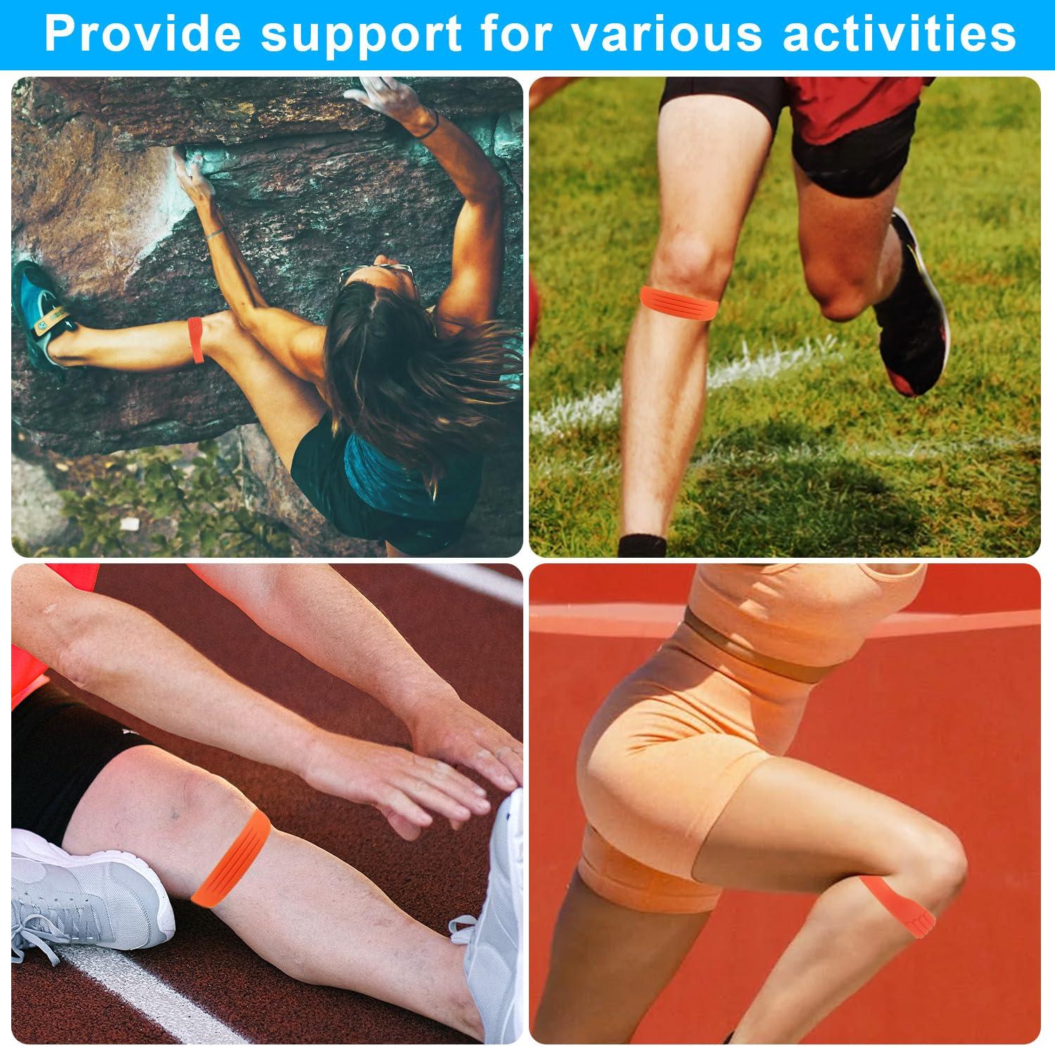 NQEUEPN NQEUEPN 2pcs Patella Tendon Knee Strap, Silicone Patellar Knee Bands Elastic Patella Knee Support Brace Flexible Patella Tendon Bands for Jumper Running Basketball Sports Men Women (Orange)