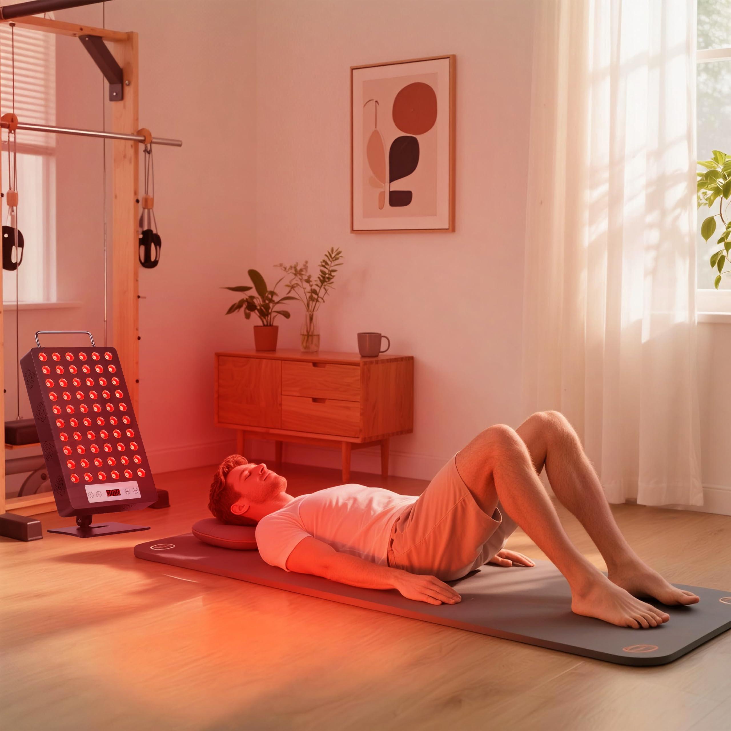 iPlantop Red Light Therapy Device, Red 660nm & Near Infrared 850nm Infrared Light Therapy for Body, Light Therapy Panels with Adjustable Stand, 60pcs Dual Chips LEDs for Recovery and Skin Health.