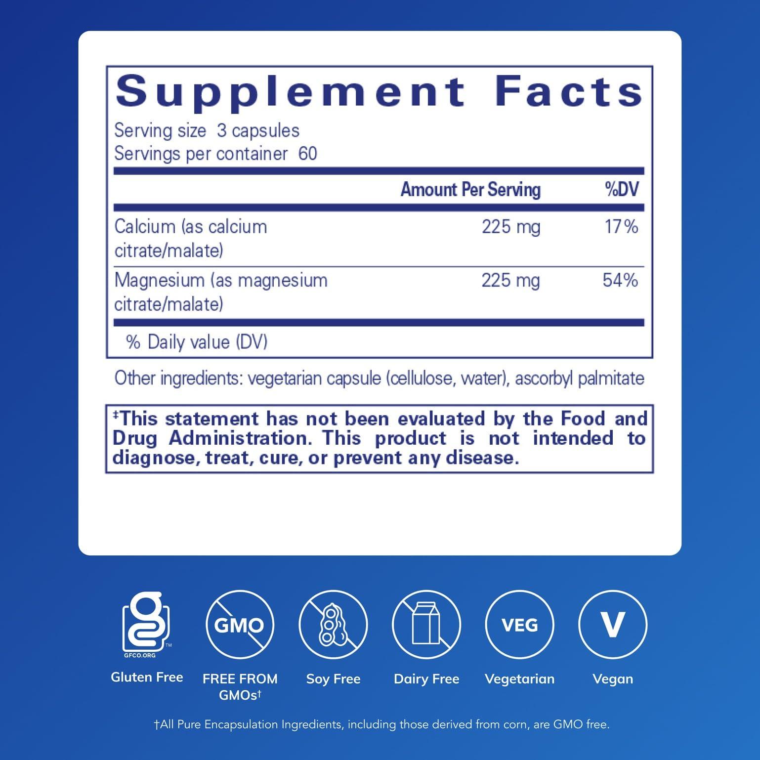 Pure Encapsulations Pure Encapsulations Calcium Magnesium (Citrate/Malate) | Supplement to Support Bone and Cardiovascular Health* | 180 Capsules