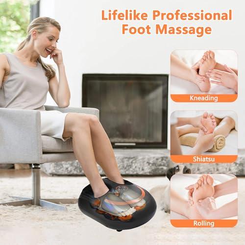 Wedpun Wedpun Foot Massager with Heat Shiatsu Foot Massager with Remote Deep Kneading Relief for Tired Electric Feet Massager Machine for Home and Office Gifts for Mom Dad Fits up to Men Size 13 Black