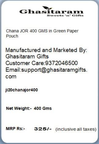 Jaiccha Jaiccha Ghasitaram Bhaidooj Gifts - Chana JOR 400 GMS in Green Paper Pouch