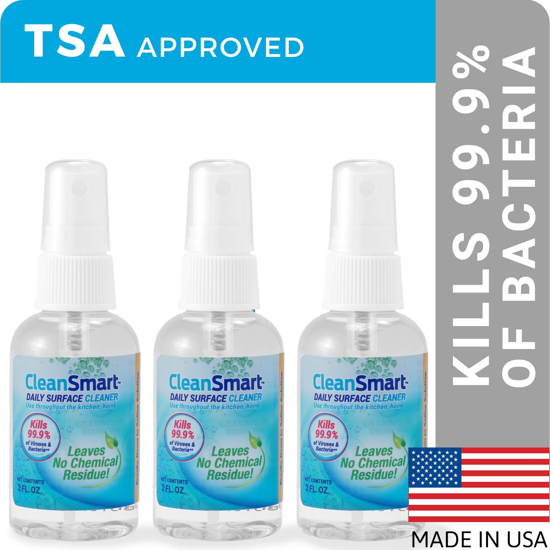 CleanSmart CleanSmart To Go Disinfectant Kills 99.9% of Viruses, TSA-Approved for Safe Travel, 2 oz Bottle (Pack of 3)