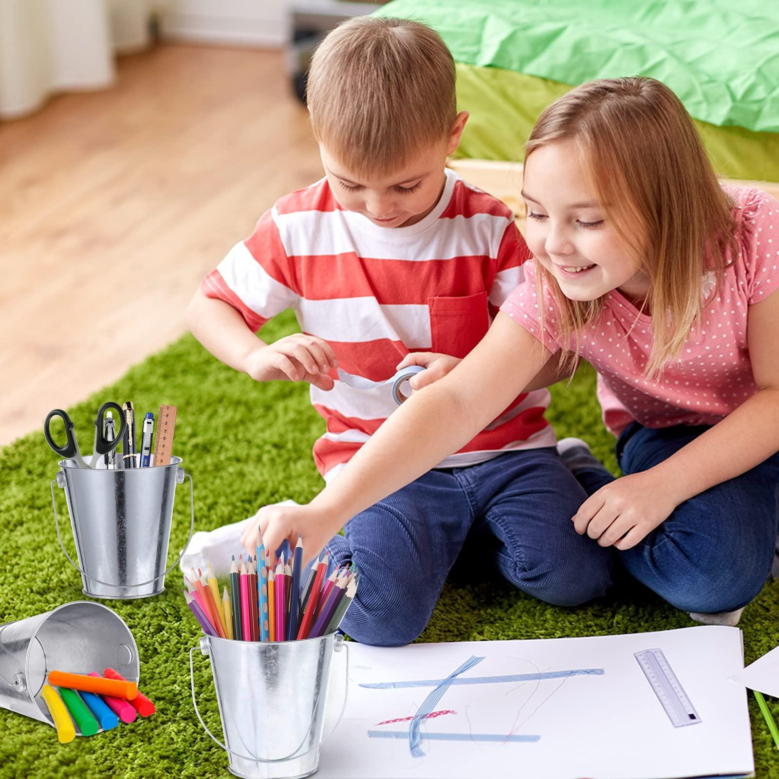 Smilhapi Smilhapi Small Metal Buckets with Handle, 12PCS Galvanized Metal Buckets, Small Metal Pail,Tin Buckets for Party, Flower Pots and Pencil Holders, Summer Beach Buckets for Kids, Party Favors Supplies