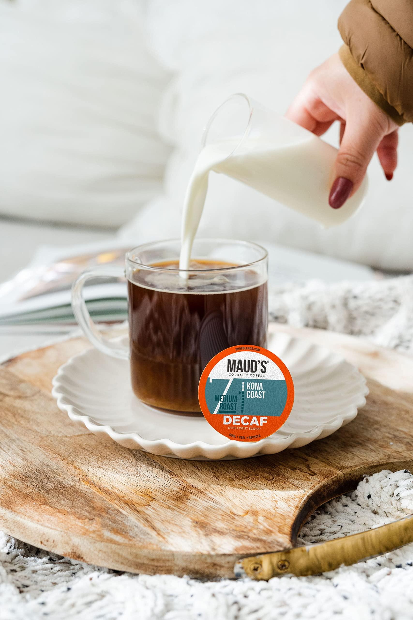 MAUD\'S Maud\'s Decaf Kona Coffee Pods, 100 ct | Decaffeinated Kona Coast Blend | 100% Arabica Medium Roast Coffee | Solar Energy Produced Recyclable Pods Compatible with Keurig K Cups Maker