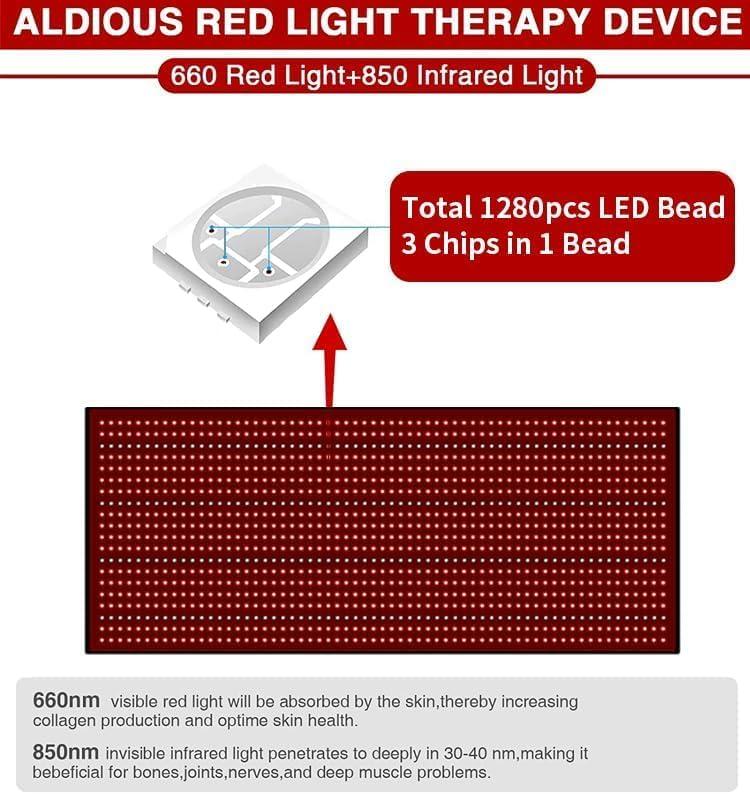 MCJ Red Light Therapy Large Mat Therapy Blanket 1280pcs LED Beads 660nm 850nm 71x31 Inch Red Infrared Therapy for Full Body Parts Relief at Once