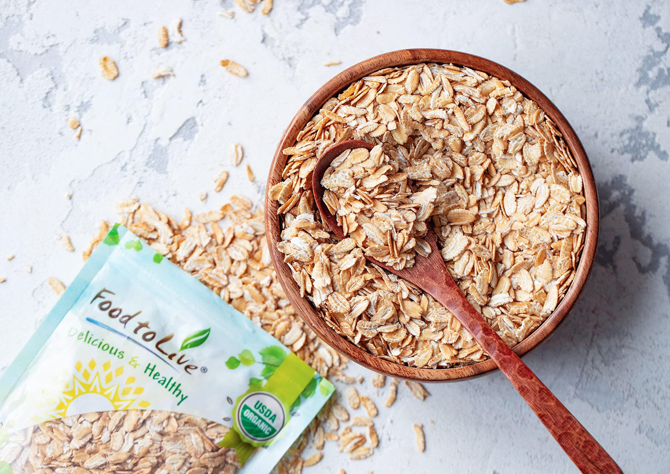 Food to Live Food to Live Organic Rolled KAMUT Khorasan Wheat Flakes, 8 Ounces - Non-GMO, Whole Wheat Berries, Kosher, Bulk, Great for Cereal, Granola, Muffins, Milling into Flour for Baking, Product of the USA.