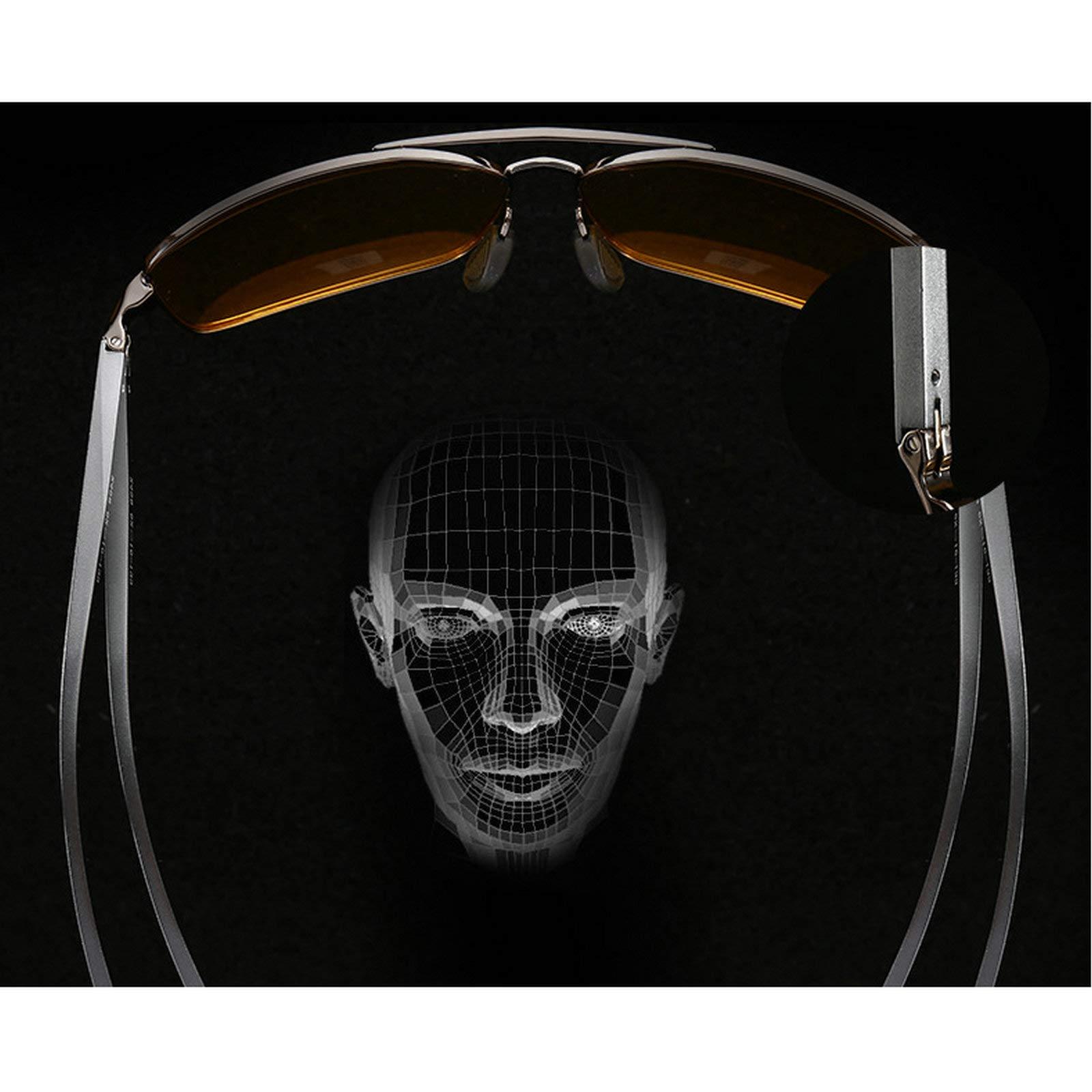 mincl Aluminum Magnesium Bifocal Sunglasses Readers Anti-glare Night Vision Magnified Presbyopia Reading Glasses for Men (gray&yellow, 1.0 x)