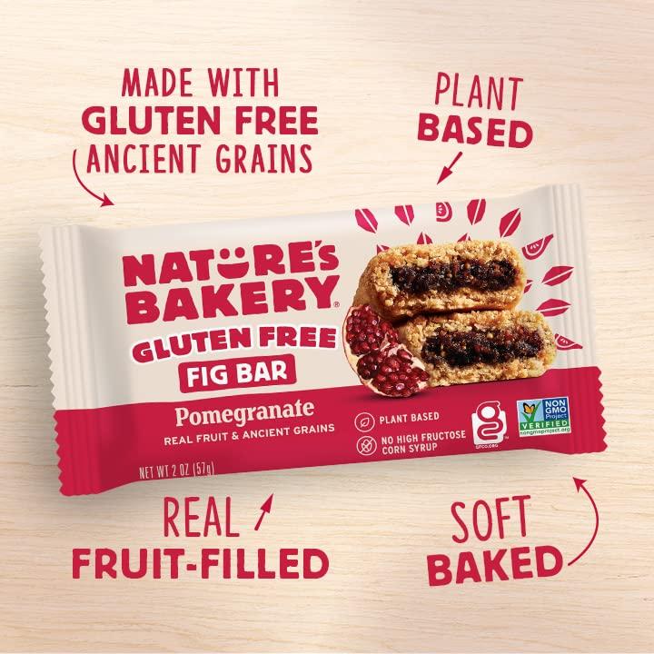 Nature's Bakery Nature’s Bakery Gluten Free Fig Bars, Pomegranate, Real Fruit, Vegan, Non-GMO, Snack bar, 6 boxes with 6 twin packs (36 twin packs)