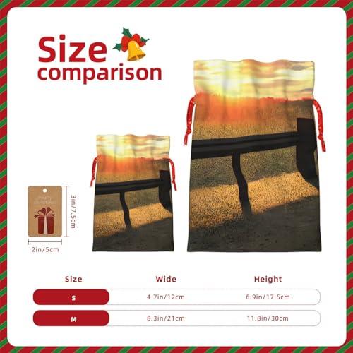 SSIMOO Lonely Bench Sunset Reusable Christmas Gift Bags,Elegant Artistic Craft,Your Go-To Solution For Gift Packaging