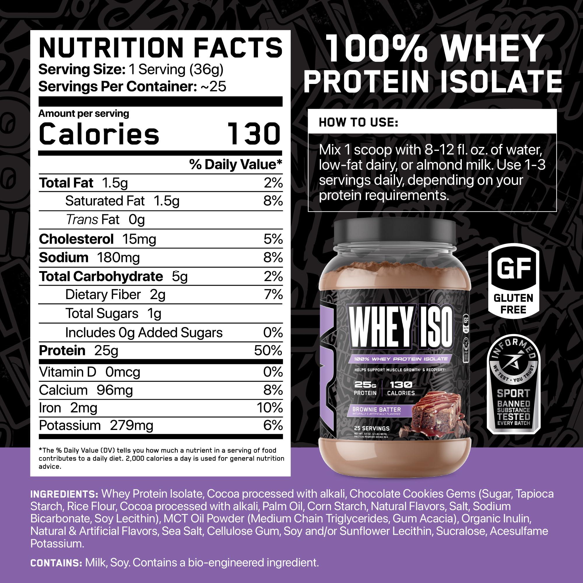 ABE all black everything All Black Everything 25g Whey Protein Powder | Brownie Batter | 20 Servings | Whey Protein Isolate | Low Carbs & Low Sugar | MCTs