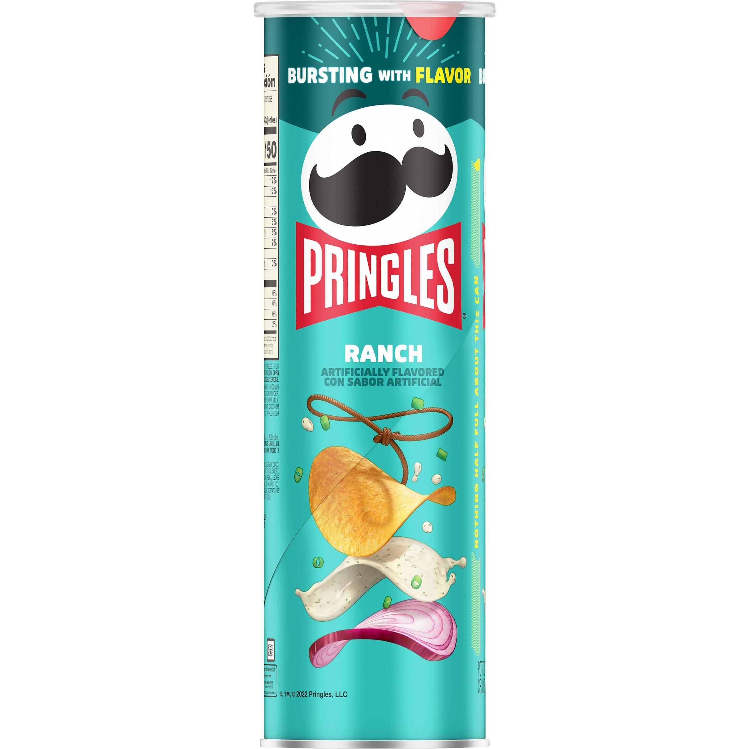 Pringles Pringles Potato Crisps Chips, Lunch Snacks, On-The-Go Snacks, Ranch, 5.5oz Can (1 Can)